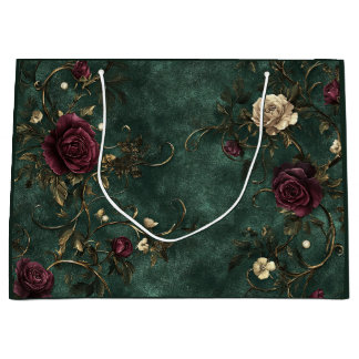 Elegante rozen. Diep groene achtergrond.  Groot Cadeauzakje