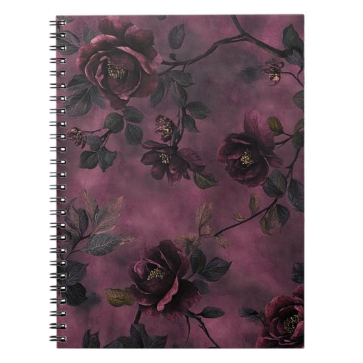 Elegante rozen. Diepe roze achtergrond. Notitieboek (Voorkant)