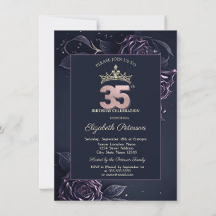 Elegante Rozen Donker Gotisch 35e Verjaardag Kaart