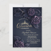 Elegante Rozen Donker Gotisch Quinceañera Kaart (Voorkant)