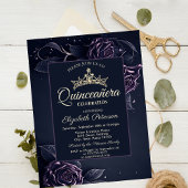 Elegante Rozen Donker Gotisch Quinceañera Kaart