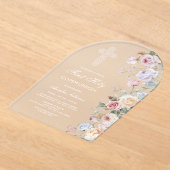 Elegante Rozen Eerste Communie Acryl Uitnodigingen (Laagn)