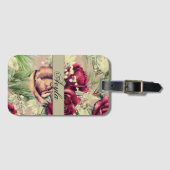  elegante Rozen en dennen op hout Bagagelabel (Voorkant (horizontaal))