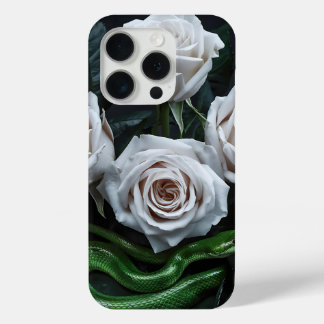 Elegante Rozen en Green Snake Art Floral Phone Cas iPhone 15 Pro Case