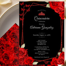 Elegante Rozen en Kroon Rode Quinceanera 