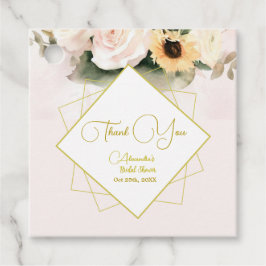 Elegante Rozen en Sunflower Bouque Bedankjes Labels