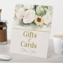 Elegante Rozen en Sunflower Bouque Reclamebord Met Voetstuk