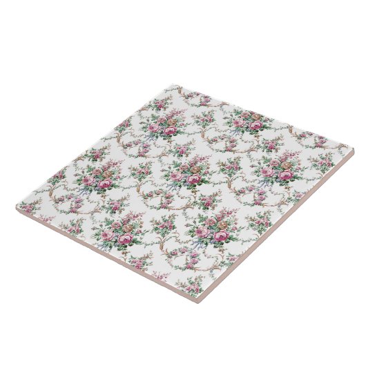 Elegante  Rozen en Swags Tegeltje (Zijkant)