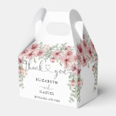 Elegante Rozen Floral Heart Script Bruiloft Bedankdoosjes (Achterkant)