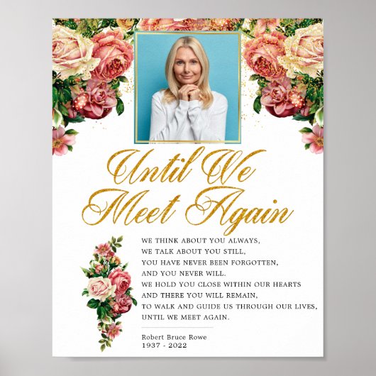 Elegante Rozen Funeral Gedicht Herdenking Bord Poster (Voorkant)
