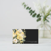 Elegante Rozen Geel Zwarte Bloemen Visitekaartjes (Staand voorkant)