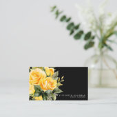 Elegante Rozen Geel Zwarte Bloemen Visitekaartjes (Staand voorkant)