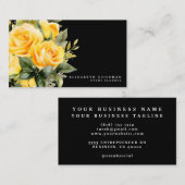 Elegante Rozen Geel Zwarte Bloemen Visitekaartjes (Voorkant / Achterkant)