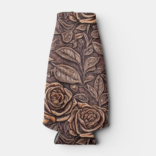 Elegante Rozen gesneden hout Flesjeskoeler (Voorkant)