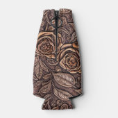 Elegante Rozen gesneden hout Flesjeskoeler (Achterkant)