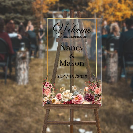 Elegante Rozen Gold Modern Custom Name Wedding Acryl Bord