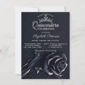 Elegante Rozen Gotische Quinceañera Kaart (Voorkant)