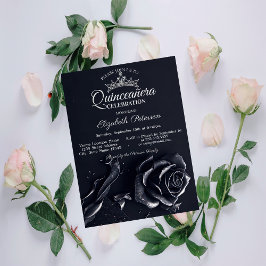 Elegante Rozen Gotische Quinceañera Kaart