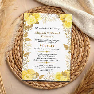 Elegante Rozen Goud Bloem 10de Huwelijksverjaardag Kaart