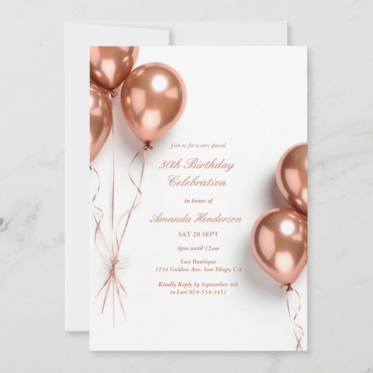 Elegante Rozen gouden ballon verjaardagsfeest uitn Kaart (Voorkant)