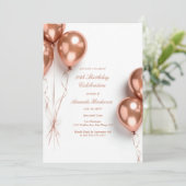 Elegante Rozen gouden ballon verjaardagsfeest uitn Kaart (Staand voorkant)