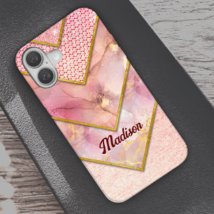 Elegante rozen gouden girly geometrische Hoesje-Ma iPhone 16 Hoesje