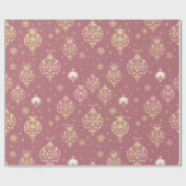 Elegante Rozen gouden kerstversiering Cadeaupapier (Vlak)