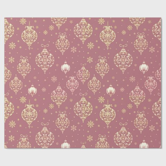 Elegante Rozen gouden kerstversiering Cadeaupapier (Vlak)