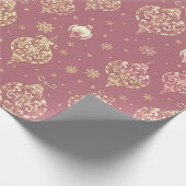 Elegante Rozen gouden kerstversiering Cadeaupapier (Hoek)