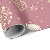 Elegante Rozen gouden kerstversiering Cadeaupapier (Rol Hoek)