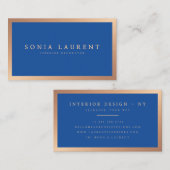 Elegante rozen gouden metallic koningsblauw minima visitekaartje (Voorkant / Achterkant)