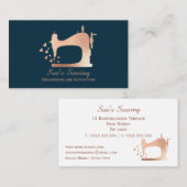 Elegante Rozen gouden Navy naaimachine Visitekaartje (Voorkant / Achterkant)