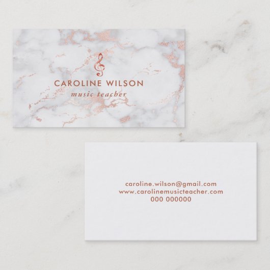 Elegante rozen gouden sleutel op roze marmer visitekaartje (Voorkant / Achterkant)