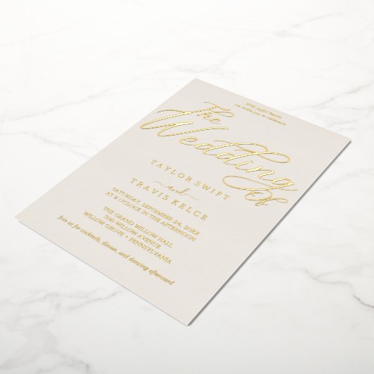 Elegante Rozen goudfolie | blozen bruiloft Folie Uitnodiging (Gedraaid)