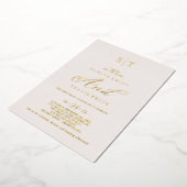 Elegante Rozen goudfolie | Blush monogram bruiloft Folie Uitnodiging (Gedraaid)
