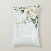 Elegante Rozen Groen Eenvoudig Kruis Accent Kussen (Voorkant(Verticaal))