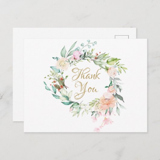 Elegante Rozen Guirlande Zakelijk Bedankt Briefkaart (Voorkant / Achterkant)