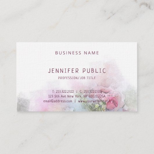 Elegante Rozen in de Sjabloon van Waterverf- en ol Visitekaartje (Achterkant)