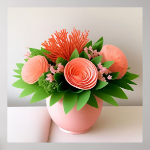 Elegante Rozen in Glas Vaas Muur Decoratie