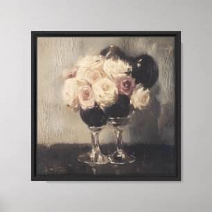 Elegante Rozen in Glazen Vaas –  Bloemenkunst Canvas Afdruk