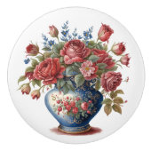 Elegante Rozen in vaas Keramische Knop (Voorkant)