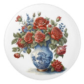 Elegante Rozen in vaas Keramische Knop (Voorkant)