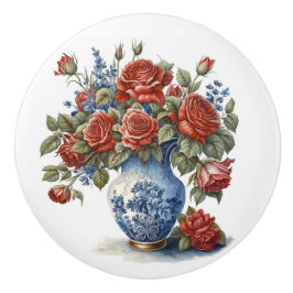 Elegante Rozen in vaas Keramische Knop