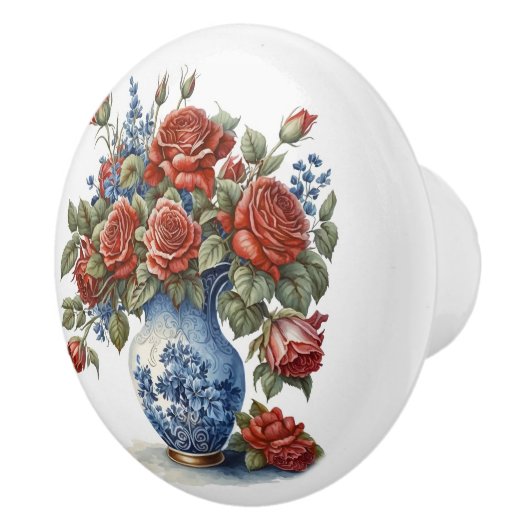 Elegante Rozen in vaas Keramische Knop (Rechts)