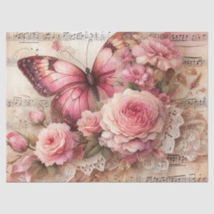 Elegante Rozen & Kant  Bloemen Decoupage Tissuepapier