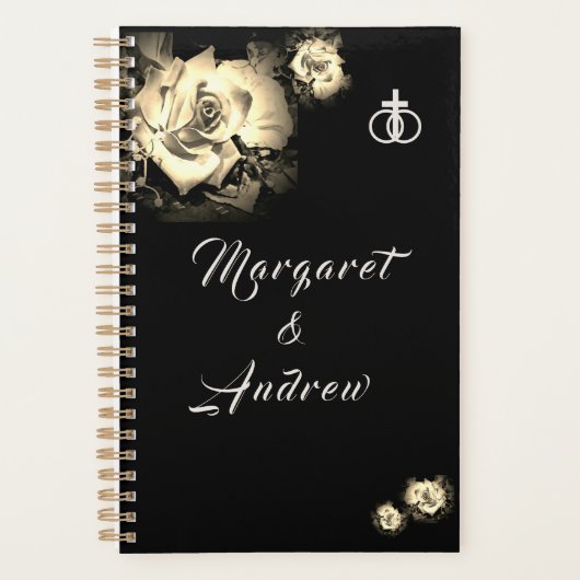 Elegante Rozen Katholieke bruiloft Planner (Voorkant)