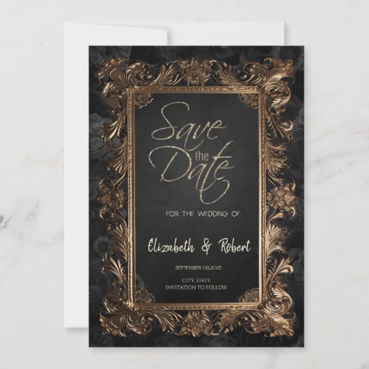Elegante Rozen  Lijst Gothic Save the Date (Voorkant)
