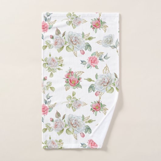 Elegante Rozen met gouden gegraveerde bladeren Bad Handdoek (Handdoek)