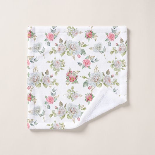 Elegante Rozen met gouden gegraveerde bladeren Bad Handdoek (Wasdoekje)