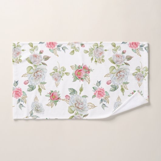 Elegante Rozen met gouden gegraveerde bladeren Bad Handdoek (Handdoek)